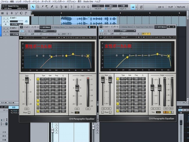 男女別のイコライザー調整例