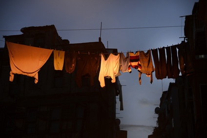 Laundry Hanging Between Apartments In Fener, Istanbul, Turkey